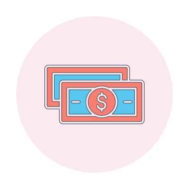 Dolar para çizgisi simgesi, vektör illüstrasyonu