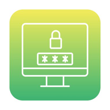 Basit Bilgisayar monitörü Ekran simgesi, vektör illüstrasyonunu kilitle