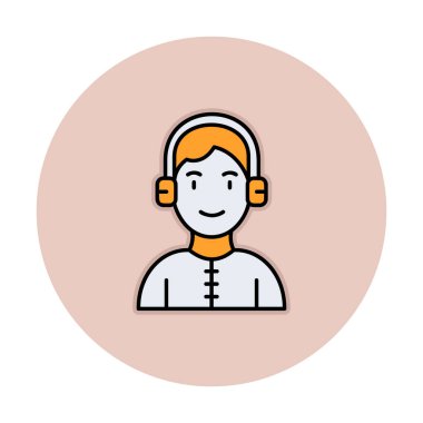 DJ avatar web simgesi, vektör illüstrasyonu 