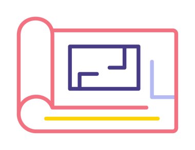 harita düz simgesi, vektör illüstrasyonu