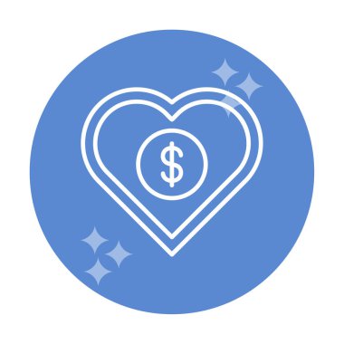 Dolar kalbi favori simgesi, vektör illüstrasyonu 