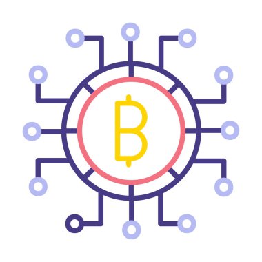 Bitcoin işareti, vektör illüstrasyonlu dijital para simgesi 