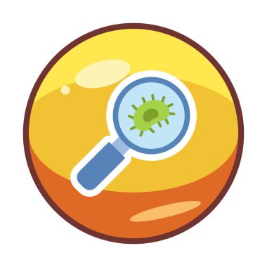 Büyüteç cam simgesi, vektör illüstrasyonu ile Bakteri Araştırması  