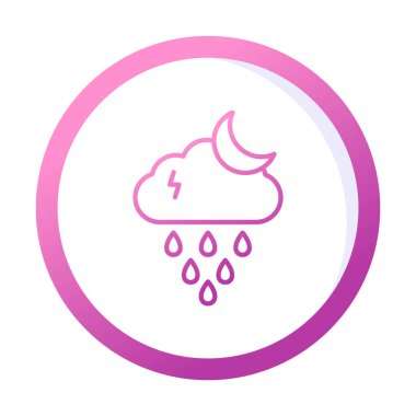 Gece yağmuru bulutu ve ay, vektör illüstrasyonu  