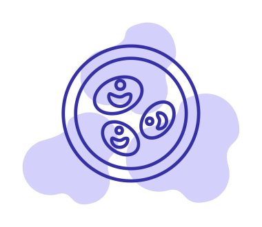 Bakteri petri kabı ve bakteri vektör simgesi 