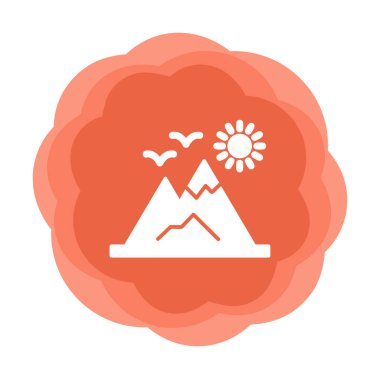 Dağların ve güneşin simgesi. vektör illüstrasyonu