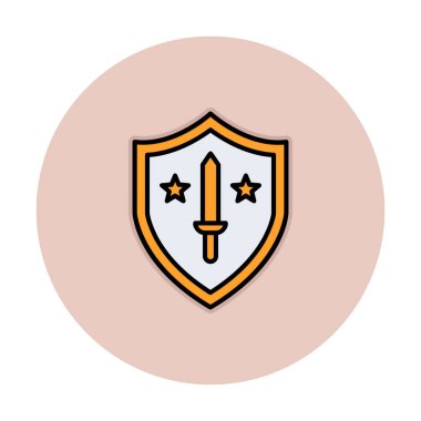 Kılıç vektör ağ simgesine sahip Askeri Kalkan, vektör illüstrasyonu 