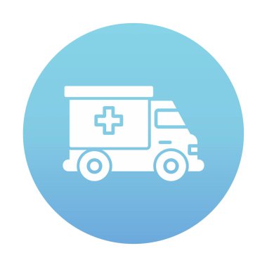 ambulans araba simgesi, renk vektörü çizimi