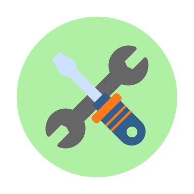 İngiliz anahtarı ve tornavida ikonu. Web için araç vektör simgesinin özet çizimi                              