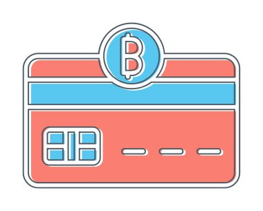 Bitcoin cüzdan simgesi, bitcoin simgesi olan kredi kartı, vektör illüstrasyonu 