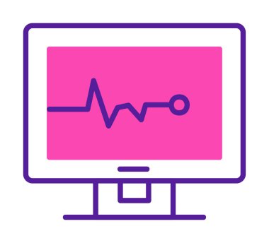 Basit kardiyogram simgesi, vektör illüstrasyonu 