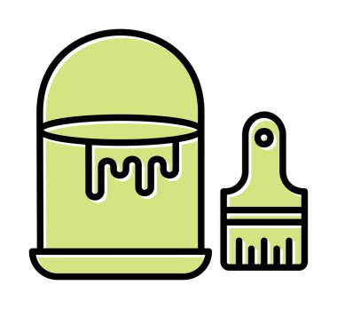 Boya fırçası ve kova vektör çizimi, simge ögesi arkaplanı                    