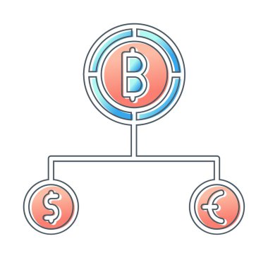 Para birimi yapısını bitcoin, dolar ve avro sembolleriyle böl 