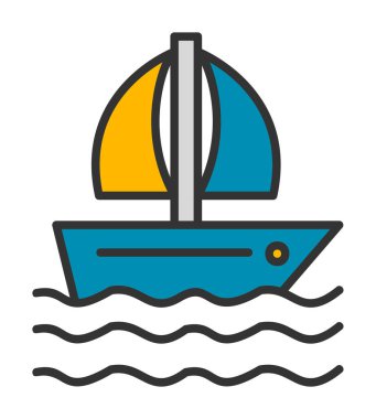 Basit bir yelkenli ikonu izole edildi. vektör illüstrasyonu