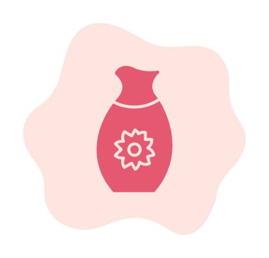 Vektör illüstrasyonu, sakeli kavanoz ikonu, Japon geleneksel alkol içeceği. 