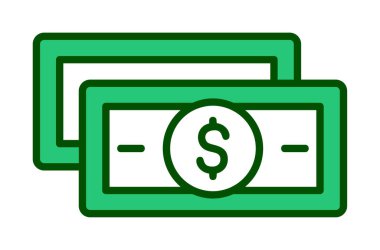 Dolar para çizgisi simgesi, vektör illüstrasyonu