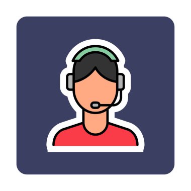 Basit Müşteri Hizmeti Temsilcisi simgesi, vektör illüstrasyonu