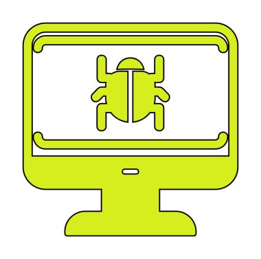 yazılım hatası düz simgesi, vektör illüstrasyonu, Sistem Virüsü 