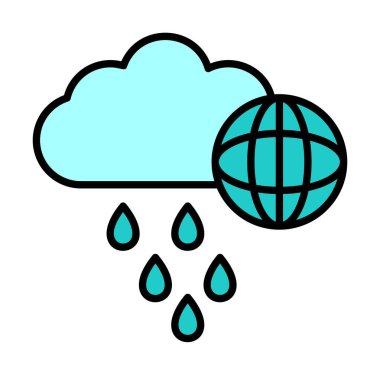 Dünya yağmurlu bir gün. Web simgesi basit tasarım