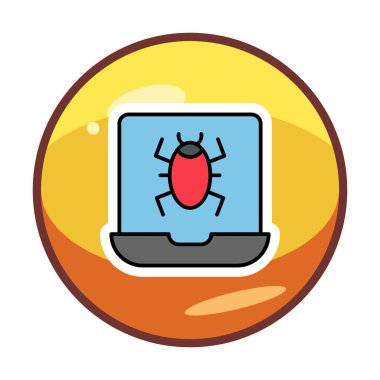 Virüs bulaşmış Laptop Simgesi - Virüs Simgesi