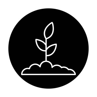 Yer simgesinde büyüyen bitki, vektör illüstrasyonu 