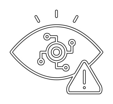 Uyarı işareti olan casus simgesi, vektör illüstrasyonu 