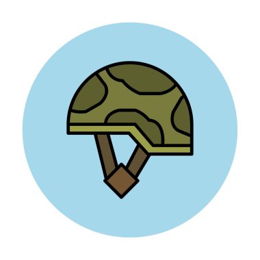 Askeri miğfer vektör renk çizgisi simgesi