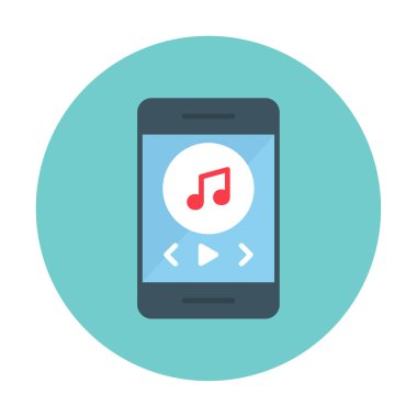 Müzik notası ikon vektör illüstrasyon tasarımı ile akıllı telefon müzik çalıcı                               