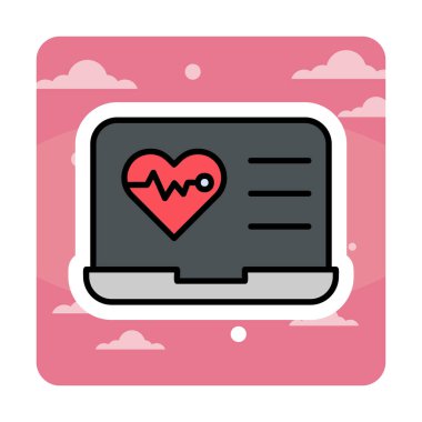 Dizüstü bilgisayardaki basit düz kalp atışı simgesi
