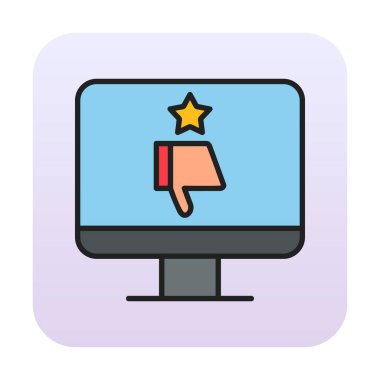 Kötü İnceleme simgesi, vektör illüstrasyonlu basit ekran