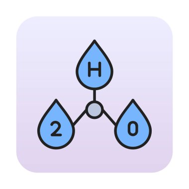 h 2 sembollü su damlaları vektör çizimi