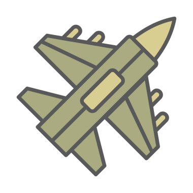 Jet Fighter ikonu. Askeri uçak uçuşu. vektör illüstrasyonu