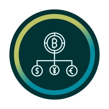 Bitcoin, dolar, avro ve yen sembollü para birimi yapısı 