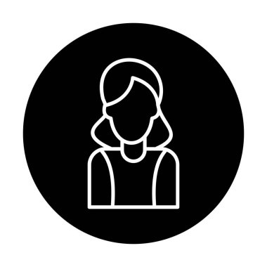 Kadın avatar simgesi, vektör illüstrasyonu 