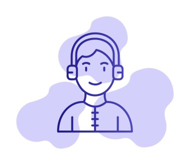 DJ avatar web simgesi, vektör illüstrasyonu 