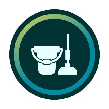 kova ve paspas simgesi, vektör illüstrasyonu  