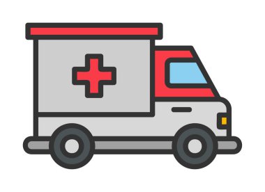 ambulans araba simgesi, renk vektörü çizimi