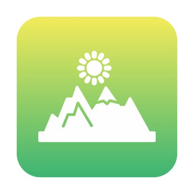 Dağların ve güneşin simgesi. vektör illüstrasyonu