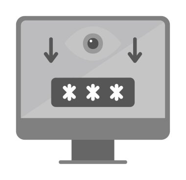 Basit Bilgisayar Casus Yazılımı simgesi, vektör illüstrasyonu