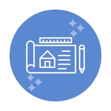 Basit Mimari Planı simgesi, vektör illüstrasyonu