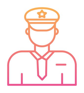 Üniformalı düz simgeli polis memurunun vektör çizimi