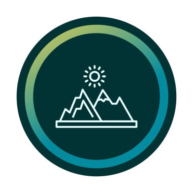 Dağların ve güneşin simgesi. vektör illüstrasyonu