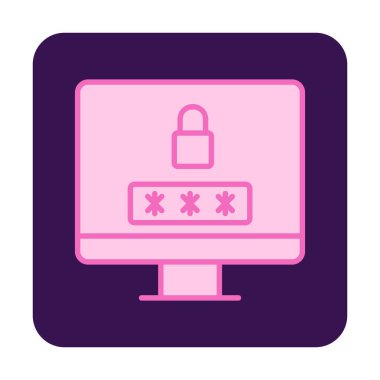 Basit Bilgisayar monitörü Ekran simgesi, vektör illüstrasyonunu kilitle