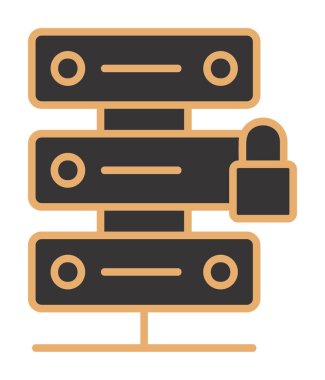 Sunucu vektör simgesini basit illüstrasyonla kilitle