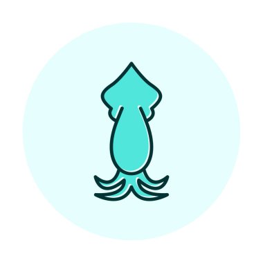 Beyaz arkaplanda mürekkep balığı vektörü simgesi 