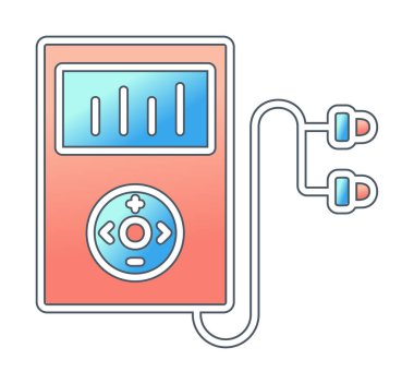 Kulaklık simgesi, vektör illüstrasyonlu Mp3 oynatıcı