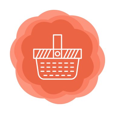 piknik sepeti web simgesi, vektör illüstrasyonu 