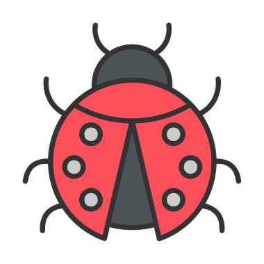  Basit grafik düz uğur böceği vektör çizimi 