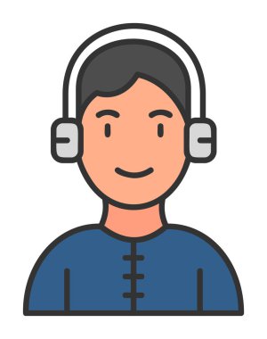 DJ avatar web simgesi, vektör illüstrasyonu 