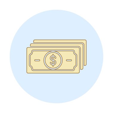 Dolar para çizgisi simgesi, vektör illüstrasyonu